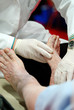 foot examination of patient with diabetes