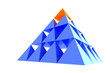 abstract blue pyramid with orange top