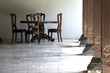 tables, chairs and columns