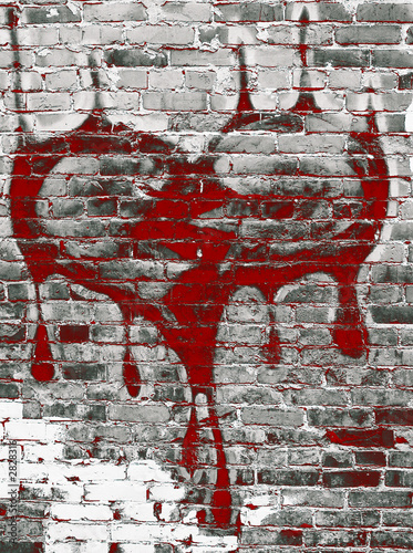 graffiti - breaking heart on brick wall graffiti - breaking heart on brick wall
