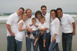 large family on beach