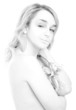 Photo: black and white portrait of relaxed woman with lil black and white portrait of relaxed woman with lil