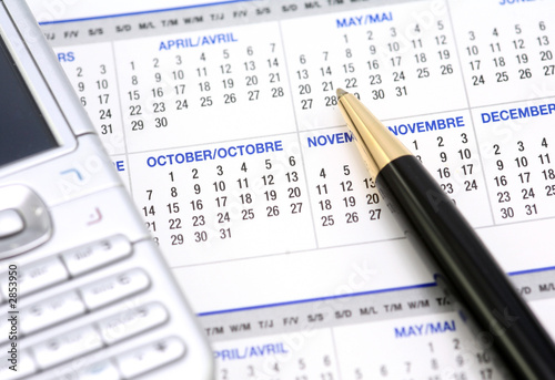 business calendar with mobile phone business calendar with mobile phone