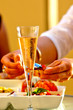 wine glass and seafood