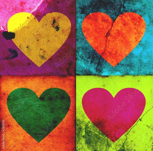 Illustration: 4 grunge hearts 4 grunge hearts
