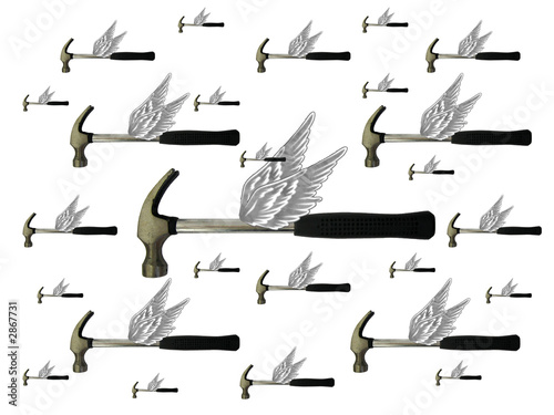 Illustration: flying hammers flying hammers