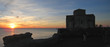 sunset at the talmont church, france, large panorama
