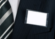 close-up of a blank nametag