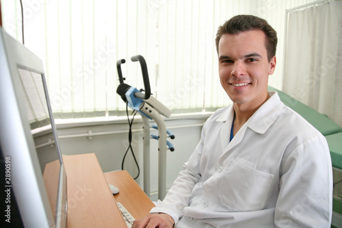 doctor with computer