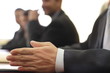close-up of a hand in business meeting