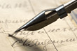 ancient letter and ink feath