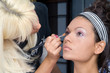 beautiful girl model, while make-up before shootin