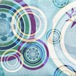 blue retro circles - aged paper texture