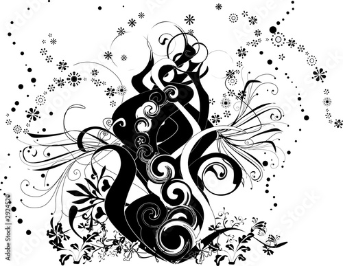 swirl design element - fire (black and white)