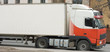 white red semi tractor trailer truck