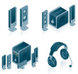 computer hardware icons set - design elements 57c