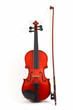 violin with bow upright on white background