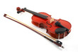 violin with bow on white background
