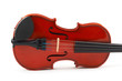 violin lying side down on white background