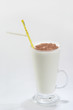 Photo: white drink witch chocolate on white background white drink witch chocolate on white background