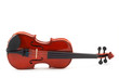 violin lying side down on white background