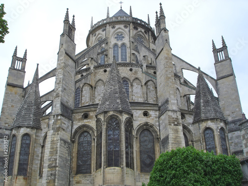 saint etienne cathedral view of the back from outside, bourges,