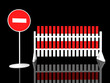 traffic fence with sign stop