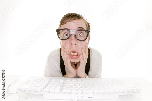 Photo: surprised computer nerd surprised computer nerd