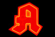 rotes neon-apothekenschild