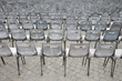 Close-up shot of many chairs in Saint Peter's Square in Rome, It