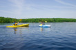 father and son kayaking