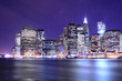manhattan skyline at night lights, nyc