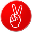 red icon with symbol of victory
