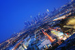 downtown los angeles at twilight. zoom in downtown los angeles at twilight. zoom in