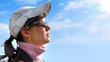 girl on a sky background girl on a sky background