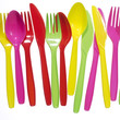 vibrant multicolored forks, kives and spoons