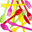 vibrant multicolored forks, kives and spoons