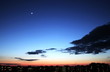 sunset on blue sky.