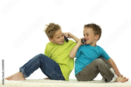 Photo: two friends calling each other two friends calling each other