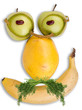 grave face made of fruits