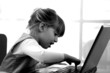 girl with laptop - young business girl typing