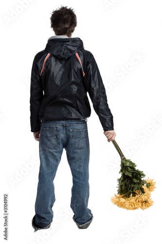 Man with a brunch of flower Man with a brunch of flower