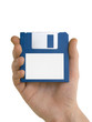 blank floppy disc in hand blank floppy disc in hand