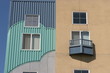 close-up of colorful building