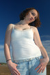 posing in field