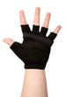 man's palm with glove