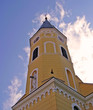 yellow church tower yellow church tower