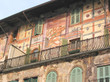 painted building on an old place, padova, italia