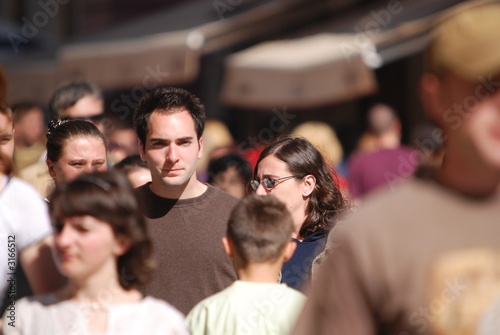 walking trought crowd
