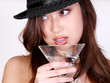  asian woman drinking martini
